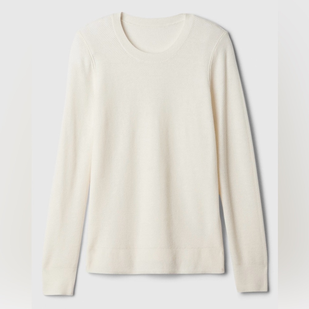 GAP Textured Crewneck white Cotton Sweater Brand New with Tags Size S
